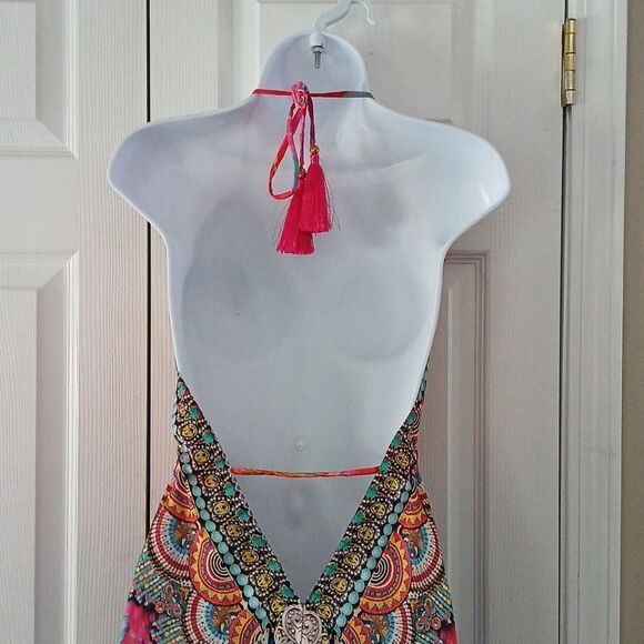 Ranee’s Miami Multicolor Animal Print Hawaiian Resortwear Halter  Dress NWOT  OS - Picture 10 of 11